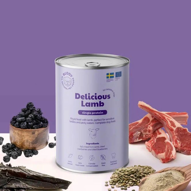Hovedbilde Buddy Juicy Delicious Lamb våtfôr 400g